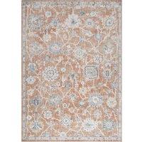 Livabliss Lilian-Washable Brown Blue Vintage Traditional Boho Living Dining Rug in Burnt Orange | Size: 200 cm x 275 cm