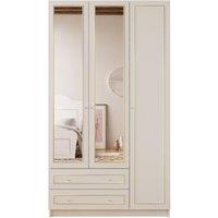 Marie Xl 3 Door 2 Drawer Mirrored Gold White Wardrobe