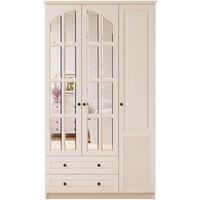 Elise 3 Door 2 Drawer Mirrored White Wardrobe