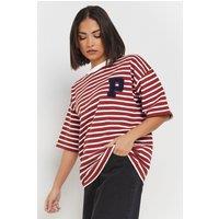 PixieGirl Women's Petite Striped Sweatshirt in Red | Size: 10