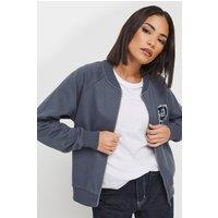 PixieGirl Women's Petite Jersey Bomber Jacket in Blue | Size: 14