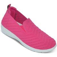 Amber Women's Wide EE Fit Slip On Shoes Knit Fabric Trainers with Flexisole in Pink | Size: 8