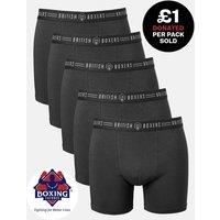 British Boxers Men's Pack of Five Coal Black Stretch Trunks in Black | Size: Medium