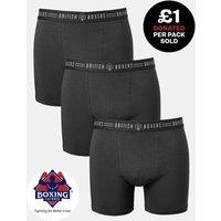 British Boxers Men's Pack of Three Coal Black Stretch Trunks in Black | Size: Large