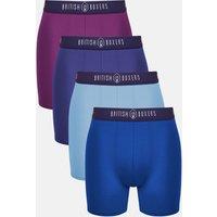 British Boxers Men's Pack of Four Blues Bamboo Stretch Trunks in Blue | Size: XL