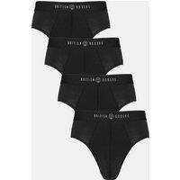 British Boxers Men's Pack of Four "Black" Bamboo Briefs in Jet Black | Size: Small
