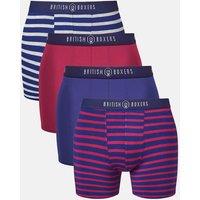 British Boxers Men's Pack of Four Hoopla Stripes Bamboo Stretch Trunks in Dark Red | Size: XL