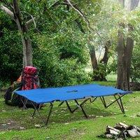 OUTSUNNY Double Camping Folding Cot Outdoor Portable Sunbed in Blue