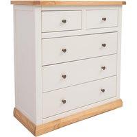 Cabinet Bits Trevi 5 Drawer Chest of Drawers Brass Knob in Off-White