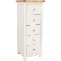 Cabinet Bits Maggiori 5 Drawer Narrow Chest of Drawers Chrome Knob in Off-White