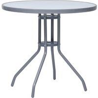 Berkfield Home Garden Table Light Grey 80 cm Steel & Glass