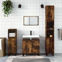Berkfield Home Bathroom Cabinet Smoked Oak 65x33x60 cm Engineered Wood in Brown | Size: 65 x 33 x 60 cm