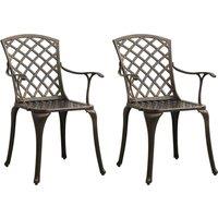 Berkfield Home Garden Chairs 2 pcs Cast Aluminium Bronze in Brown