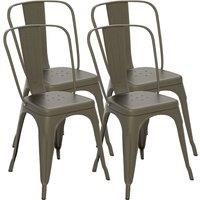 Costway Set of 4 Stackable Dinning Chairs Industrial Metal Bar Stools in Bronze