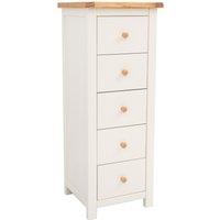 Cabinet Bits Maggiori 5 Drawer Narrow Chest of Drawers Wood Knob in Off-White