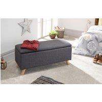 GFW Secreto Fabric Storage Ottoman Bench in Dark Grey