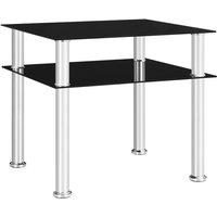 Side Table Black 45x50x45 cm Tempered Glass