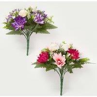 Homescapes Rose & Lotus Flower Bouquet, Pink & Purple Set of 2