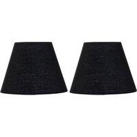First Choice Lighting Set of 2 Black Cotton 20cm Diameter Tapered Fabric Lamp Shades