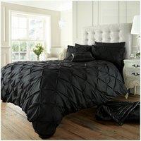 Smart Living Polycotton Pintuck Duvet Cover With Pillowcases in Black | Size: Single