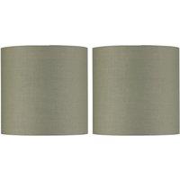 First Choice Lighting Set of 2 Sage Green Textured Cotton 17cm Table Lamp Shades
