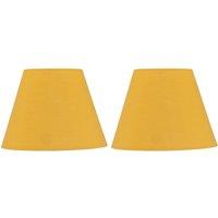 First Choice Lighting Set of 2 Ochre Cotton 20cm Diameter Tapered Lamp Shades in Yellow