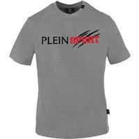 Plein Sport Men's Scratched Logo Grey T-Shirt | Size: Large