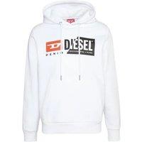 Diesel Men's Denim Division Split Logo White Hoodie | Size: XL