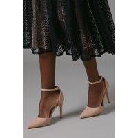 Coast Women's Nautila Faux Leather High Heel Stiletto Open Pointed Court Shoes in Blush | Size: 8