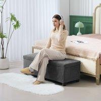 HOMCOM Storage Ottoman with Lid, 112cm Bench Chest Box in Grey