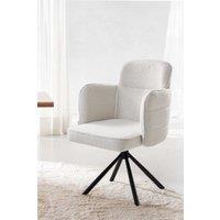 White Upholstered Leisure Swivel Chair with Metal Legs