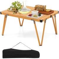 Gymax Outdoor Folding Camping Table Picnic Table With Storage Bag in Khaki