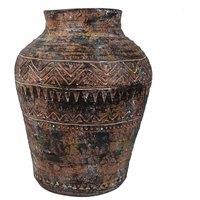 Leaf 40cm x 32cm Aztec Large Composite Textured Vase Composite Plant Pot in Dark Brown | Size: 40 cm x 32 cm