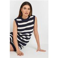 Long Tall Sally Women's Tall Knitted Striped Sleeveless Jumper in Dark Navy | Size: 10-12