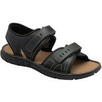 Dunlop Men's 'Fergus' Leather Two-Strap Sandals in Black | Size: 9
