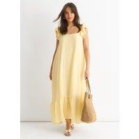 Gini London Women's Lemon Ruffle Short Sleeve Viscose Maxi Dress | Size: 10