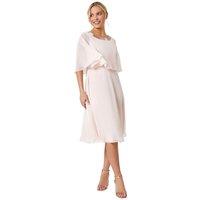 Petite Sequin Trim Chiffon Cape Dress