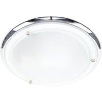 ValueLights Opal Glass Diffuser IP44 Rated Bathroom Flush Ceiling Light in Silver