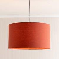 ValueLights Reni Rust Red Fabric Easy Fit Drum Ceiling Lamp Shade in Burnt Orange | Size: Medium