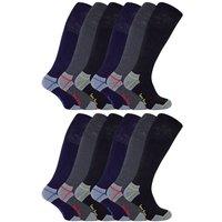 Sock Snob Men's 12 Pairs Knee High Cotton Rich Ultimate Work Socks in Black | Size: 6-11