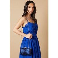 Oasis Women's Beaut Satin Twist Clutch Bags in Navy