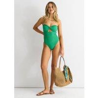 Gini London Women's Green Twist Front Textured Swimsuit | Size: 14