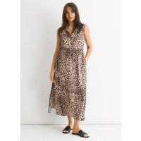 Gini London Women's Animal Print Pocket Detail Shirt Dress in Brown | Size: 12