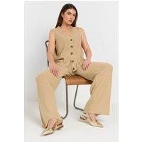 Long Tall Sally Women's Tall Knitted Wide Leg Trousers in Natural | Size: 22