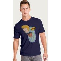 Beavis and Butthead Men's Beavis In Space Suit Portal T-Shirt in Navy | Size: XL