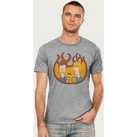 Beavis and Butthead Men's Flame Frame T-Shirt in Mid Grey | Size: Large