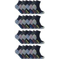 Sock Snob Men's 24 Pairs Multipack Ultimate Cotton Rich Work Ankle Socks in Black | Size: 6-11