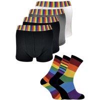 Sock Snob Men's Mens 3 Pack Rainbow Socks & 4 Pack Boxers Set | Size: Large