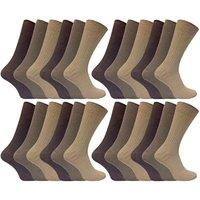 Sock Snob Men's 24 Pairs Multipack Ultimate Comfort 100% Cotton Socks in Brown | Size: 11-14