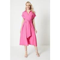 Principles Women's Front Tie Shirt Midi Dress in Pink | Size: 14